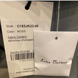Worth Blazer Jacket; color Moss; size 4; never worn;mint condition with tags